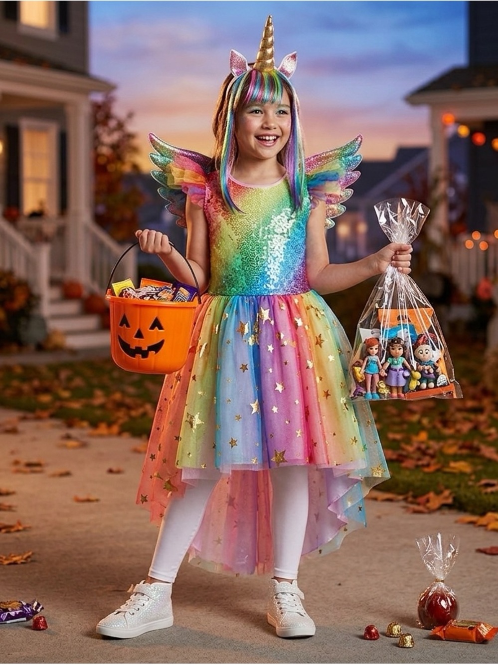 Target Hyde & EEK! Kids Glitzy Unicorn Costume Size Large (10-12) Rainbow NWT